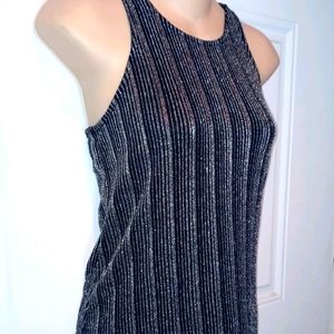 Black & Silver Shimmer Racer-Back Tank Top, S 5/6